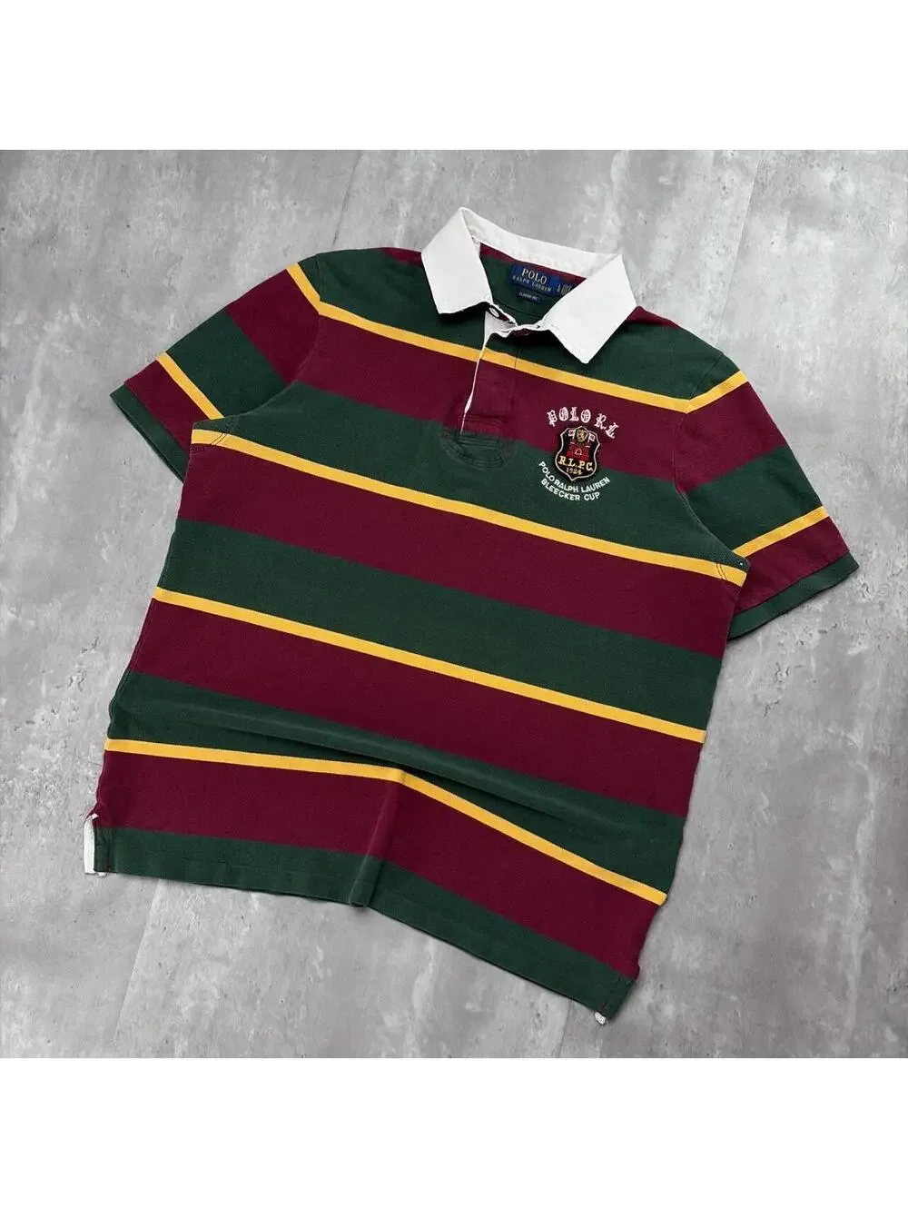 Y2K Burgundy Polo Ralph Lauren Grunge Rugby Striped Polo Shirt